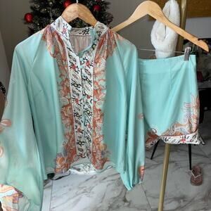 Brand new turquoise paisley print